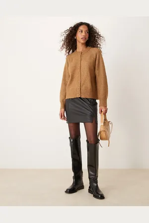 SELECTED Femme knitted cardigan in tan-Brown