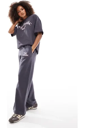 The Frolic X Bella Stovey exclusive logo wide leg trackies in (part of a set)-Grey