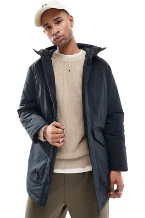 Only & Sons Water repellent hooded parka in navy