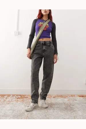 Noisy May Rhoda high waist mom fit jeans in washed grey
