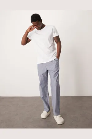 New Look Woven stripe pyjama bottoms in petrol blue