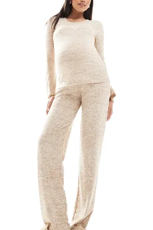 Mama;licious Mamalicious Maternity ribbed jersey flares in (part of a set)-Neutral