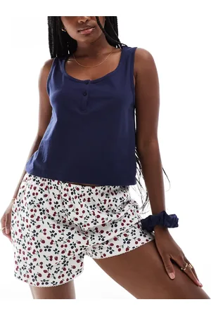 ASOS Mix & Match pyjama henley singlet with scrunchie in