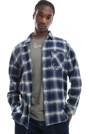 Karl Kani Signature distressed checked overshirt in