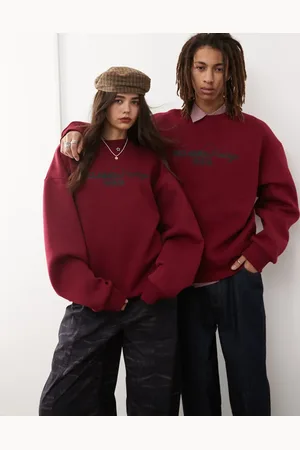 Reclaimed Unisex oversized sweat with logo in -Red