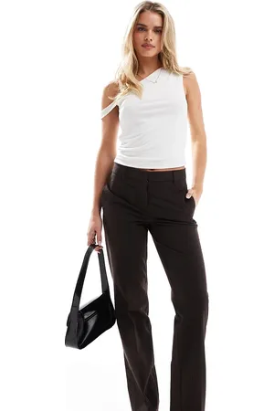 Bershka Petite straight leg tailored pants in