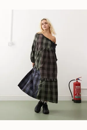 COLLUSION Midi smock dress in cut about -Multi