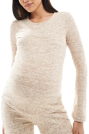 Mama;licious Mamalicious Maternity ribbed jersey top in (part of a set)-Neutral