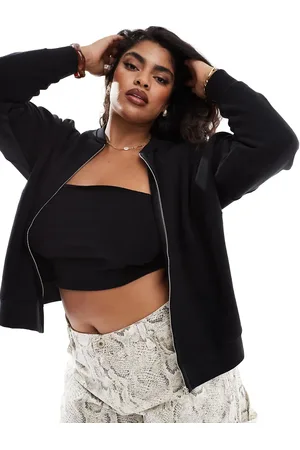 Yours Oversized jersey bomber jacket in -Grey