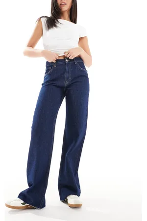 Pull&Bear High rise straight leg jeans in dark rinse
