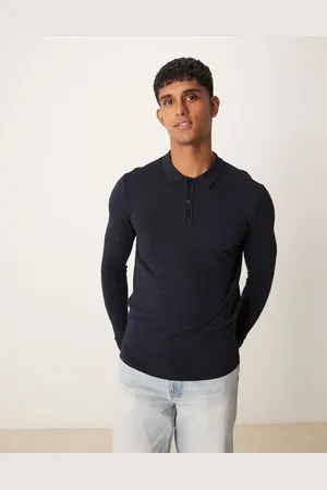 New Look Long sleeve knitted polo in