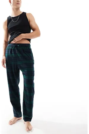 Hollister Nightwear long sleeve top & baggy pants set in grey green check