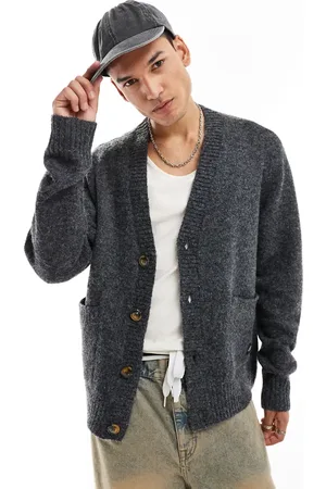 Native Youth Relaxed knitted cardigan in charcoal marl-Grey