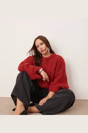 ASOS Curve knitted open stitch oversized boxy jumper in -Multi