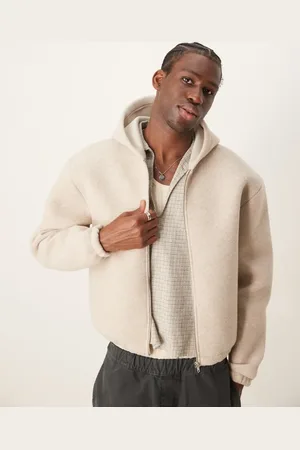 ASOS Premium oversized boxy felt zip through hoodie in -Grey