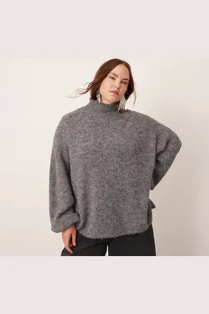ASOS Curve knitted oversized high neck jumper in