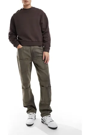 Native Youth Patch pocket relaxed straight leg jeans in acid wash brown