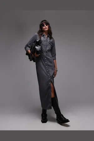 AllSaints Blair denim maxi dress in