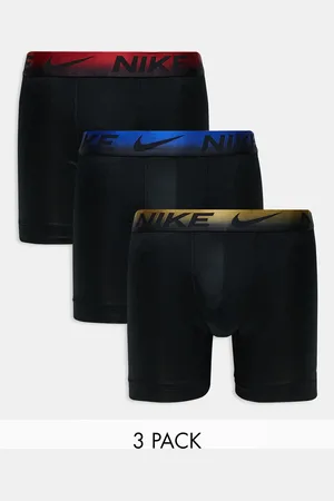 Nike Essential Microfibre 3 pack boxer briefs with coloured waistband in red/gold/blue
