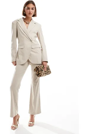 Pretty Lavish Straight leg pants in beige (part of a set)-White