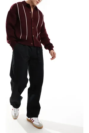 JACK & JONES Wide fit workwear belted chinos in