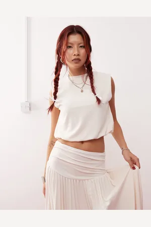 Lioness Knitted boxy sleeveless crop top in (part of a set)-White