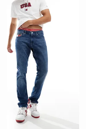 Tommy Hilfiger Scanton slim jeans in mid wash with flag details-Blue