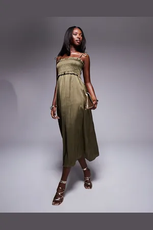 River Island Shirred midi dress in -Green