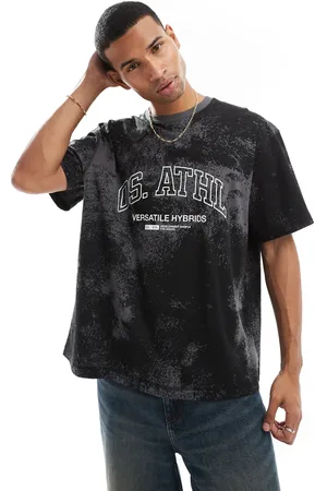 Only & Sons Oversized t-shirt with athletic logo in washed grey