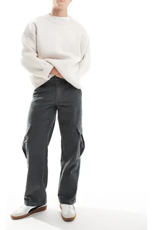 JACK & JONES Wide fit cord cargos in grey