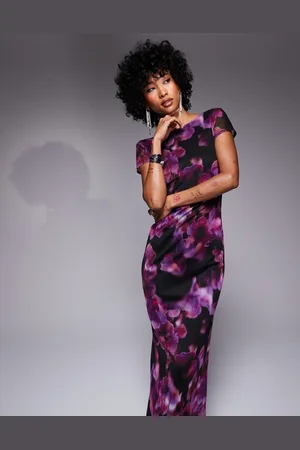Missyempire Missy Empire slash neck cap sleeve scoop back maxi dress in