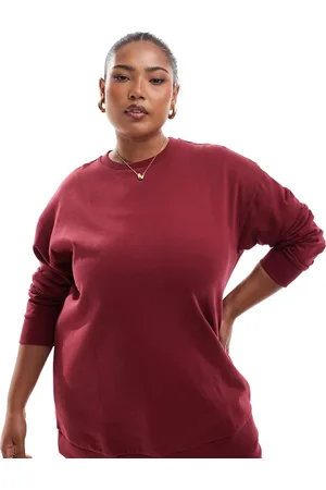 Yours Crew neck sweatshirt in (part of a set)-Red
