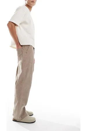 Bershka Cord wide leg pants in camel