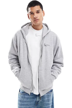 Karl Kani Signature essential zip up hoodie in ash (part of a set)