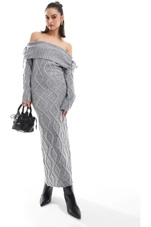 The Frolic Exclusive cable knit bardot maxi jumper dress in