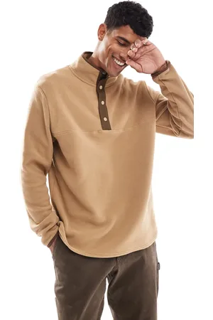 Brave Soul Funnel neck fleece in tan