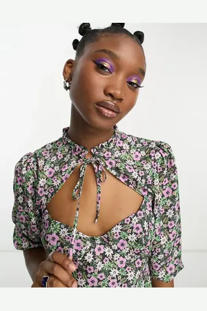 The Frolic Exclusive frill neck cut-out detail blouse in