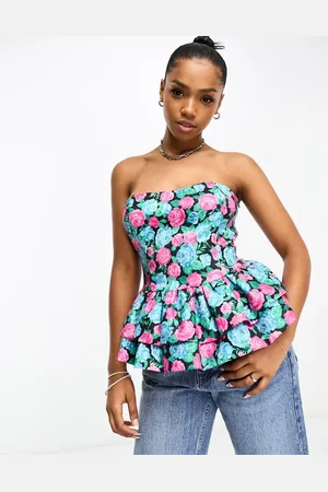 The Frolic Exclusive taffeta corset top in multi