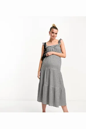The Frolic The Frolic exclusive Maternity tiered summer beach skirt in gingham (part of a set)-Purple