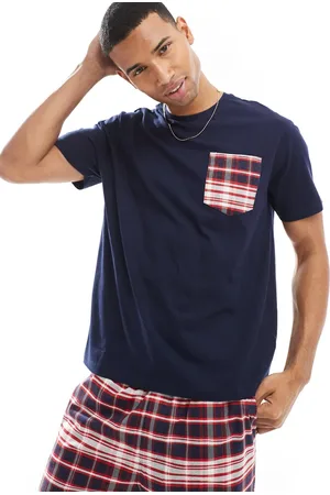 Another Influence Check relaxed pyjama set in navy and red