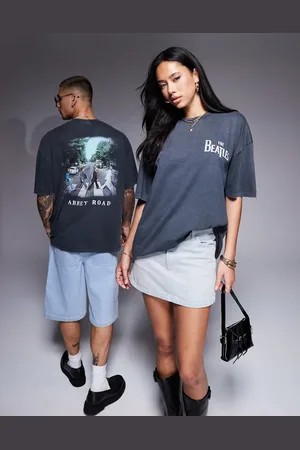 ASOS Unisex oversized licence t-shirt with The Beatles Abbey Road prints in