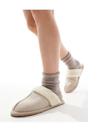 SEQWL Faux fur mule slippers in -Neutral