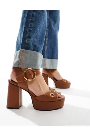 ASOS Nacho studded platform high heeled sandals in -Brown