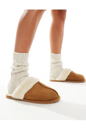 SEQWL Faux fur mule slippers in -Neutral