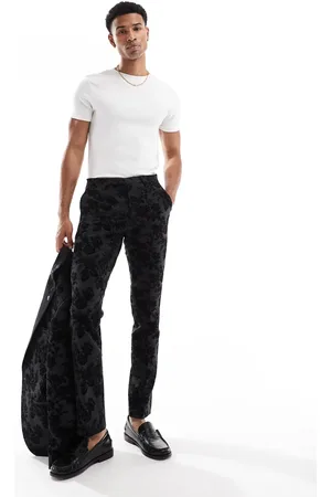 Twisted Tailor Fleet suit pants in black and floral (part of a set)-Navy