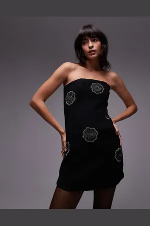 & OTHER STORIES Bandeau mini dress in with embellished flowers