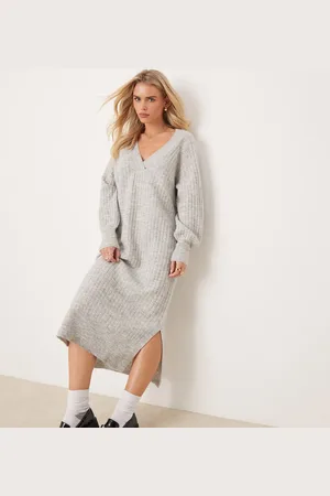VERO MODA Oversized soft ribbed jumper dress in melange