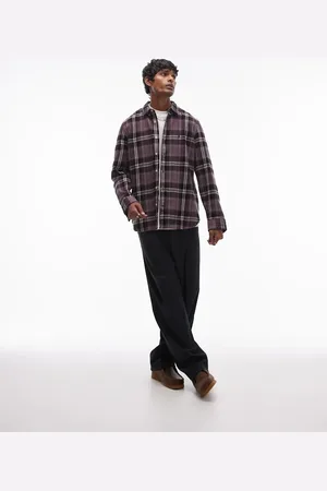 AllSaints Buzzard long sleeve check shirt in purple