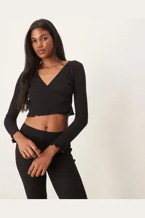 New Look Ribbed wrap lounge top in (part of a set)