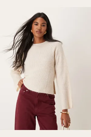 JDY Wide sleeve knitted jumper in -Neutral